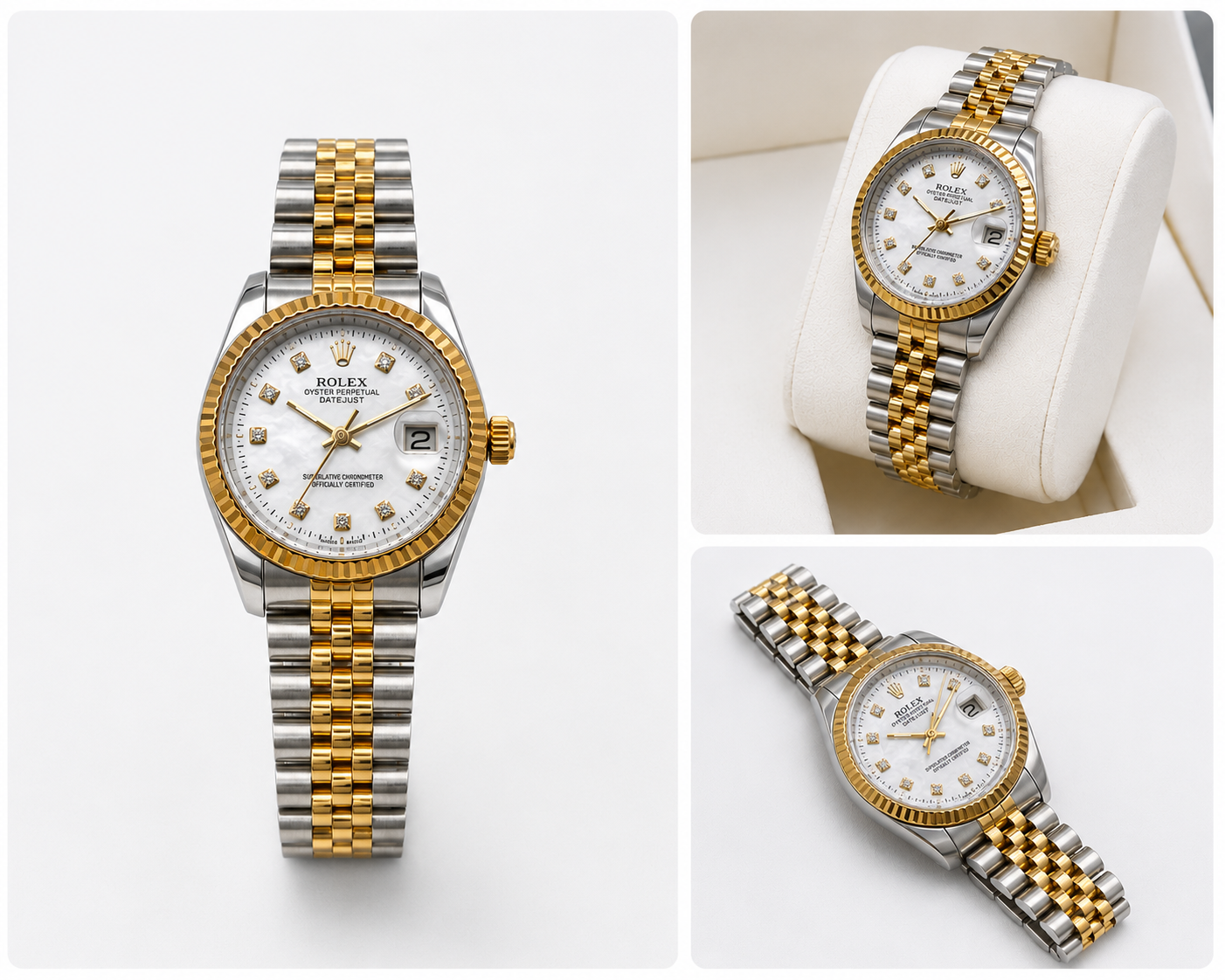 ساعت رولکس تاج‌دار مدل DATEJUST با شیشه ذره‌بینی، ضدآب و رنگ ثابت